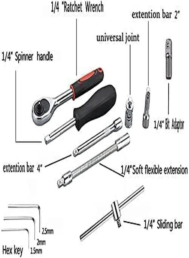 Catron 46 In 1 Pcs Screwdriver and Socket,Hand Tool Kit Wrench Set Multi Purpose Combination Tool Case Precision Car Tool Kit - Image 5